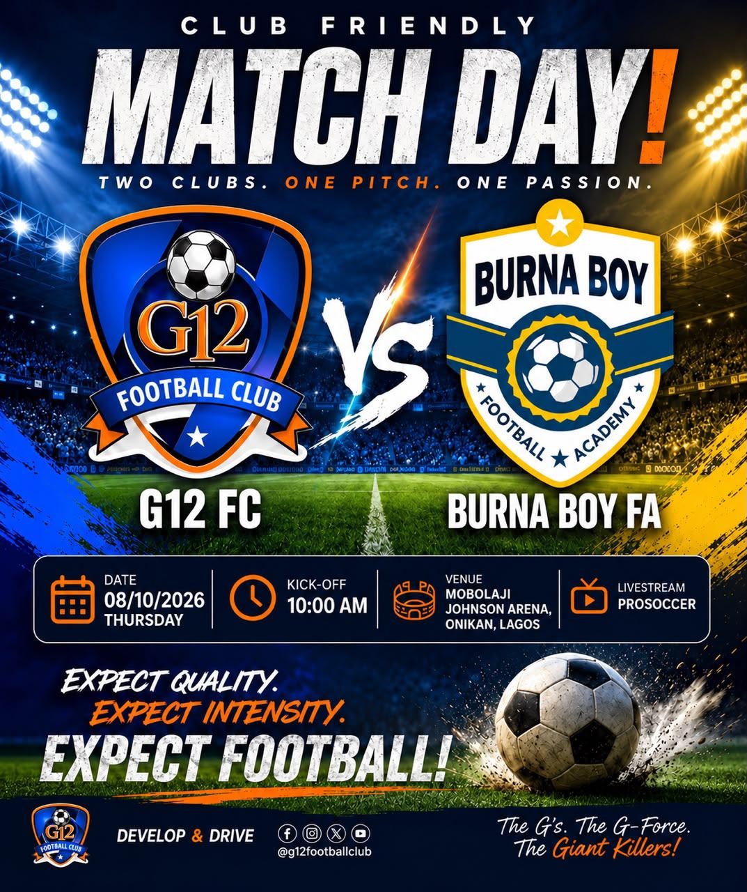 MATCH DAY: G12 FC vs. Burna Boy FA — Battle of the Titans at Onikan!